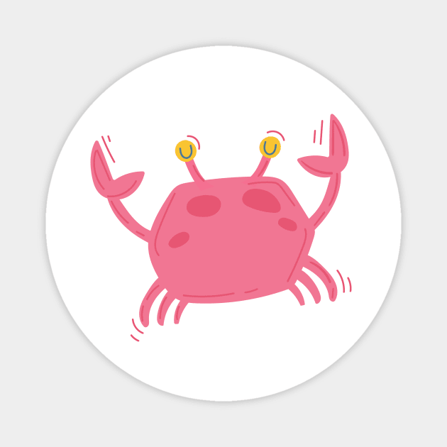 Pink crab in cartoon style Magnet by Winterbirth